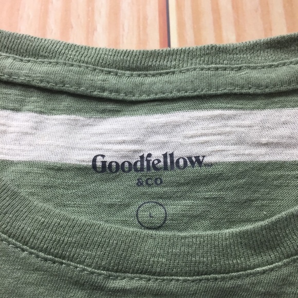 NWT Goodfellow Shirt Green Stripes Men Tee S L XL - Picture 3 of 7